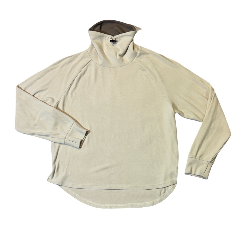 Varley womens M Medium beige solid viscose high neck stretch sweater EuC